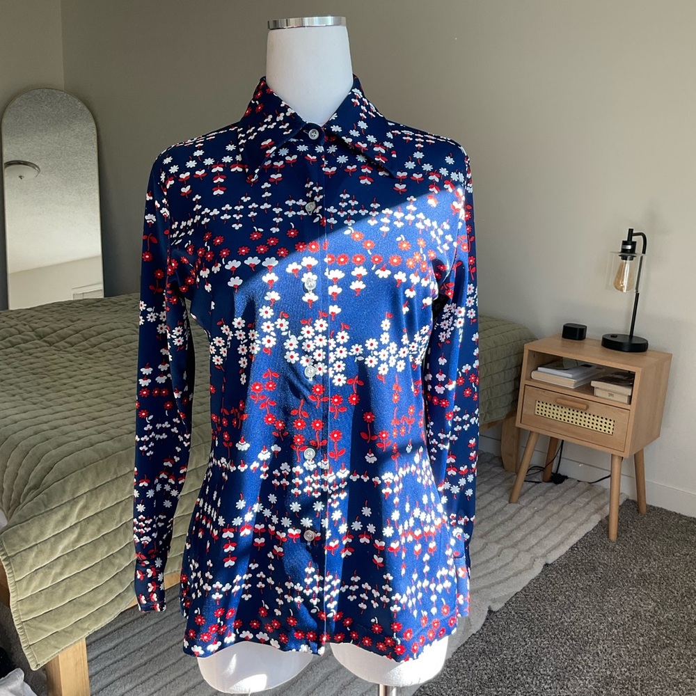Vintage 70s Koret of California Floral Power Mod Button Up.